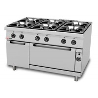 Газовая плита 6x горелки  + Газовая печь 2/1 GN  ggmgastro GHM199+GB21